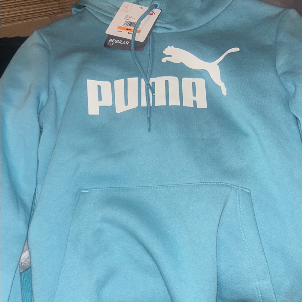 Puma Light Blue Hoodie with White Logo